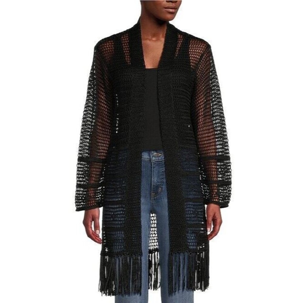 NWT $245 Lauren Ralph Lauren Women's Cardigan PETITE SMALL PS Fringe Trim